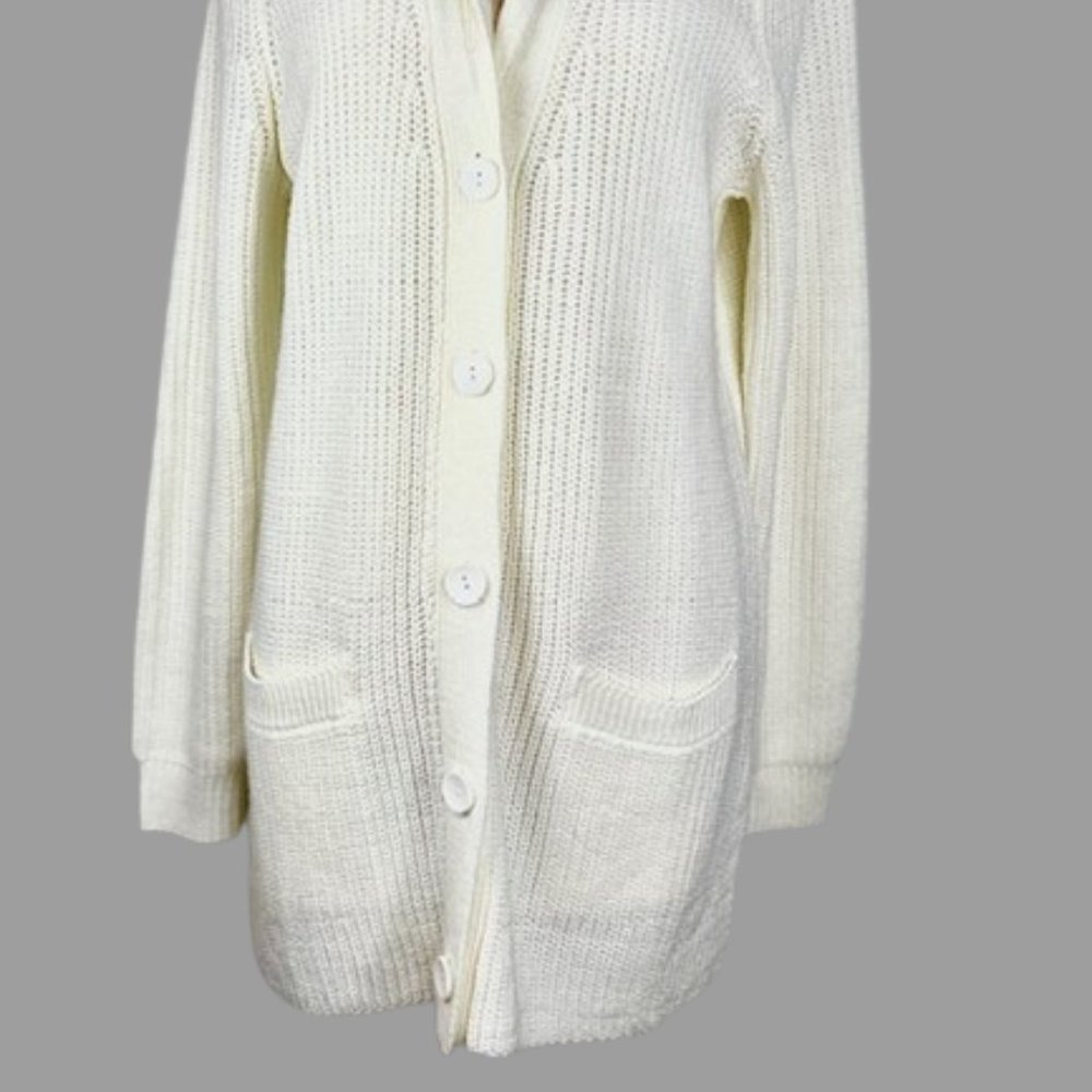 White Tunic Length Shawl Collar Cardigan from Blair - Picture 5 of 11